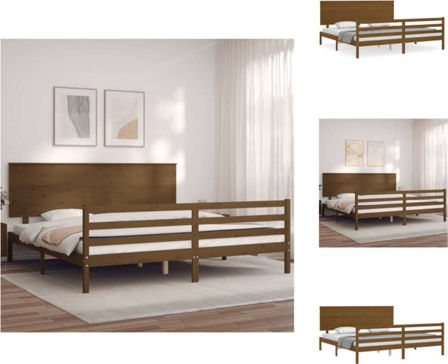 VidaXL Bed Grenenhout Bedframe 205.5 x 205.5 cm Honingbruin Bed