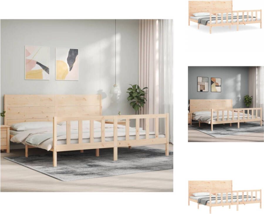 VidaXL Bed Grenenhout Bedframes Afmeting- 205.5 x 205.5 x 100 cm Ken- Onbehandeld Bed