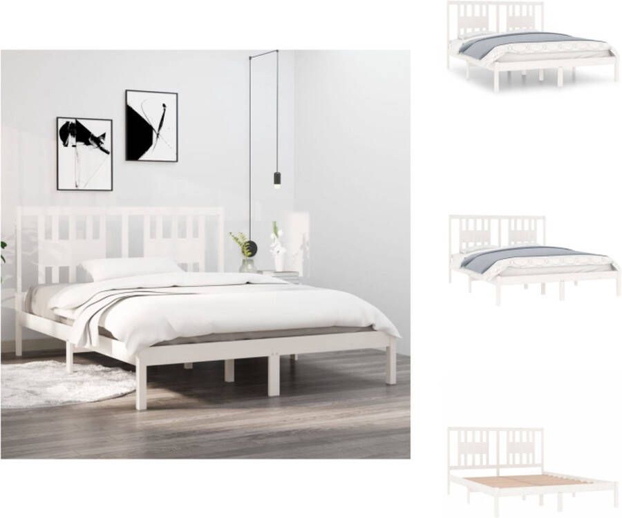 VidaXL Bed Grenenhout Classic s Bedframes 205.5 x 166 x 100 cm Wit Bed