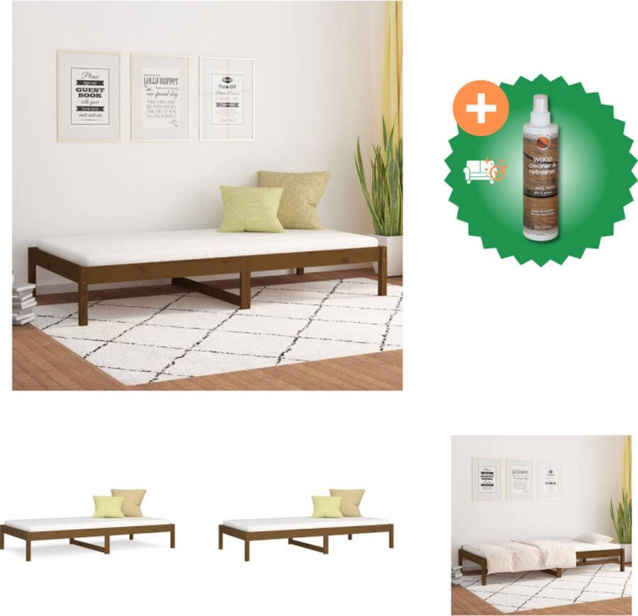 VidaXL Bed Grenenhout Honingbruin 195.5 x 96 x 30 cm 90 x 190 cm (3FT Single) Opbergruimte Bed Inclusief Houtreiniger en verfrisser