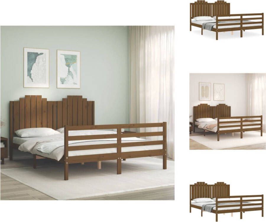 VidaXL Bed Grenenhout Honingbruin 205.5 x 155.5 x 110 cm 150 x 200 cm Multiplex Lattenbodem Bed
