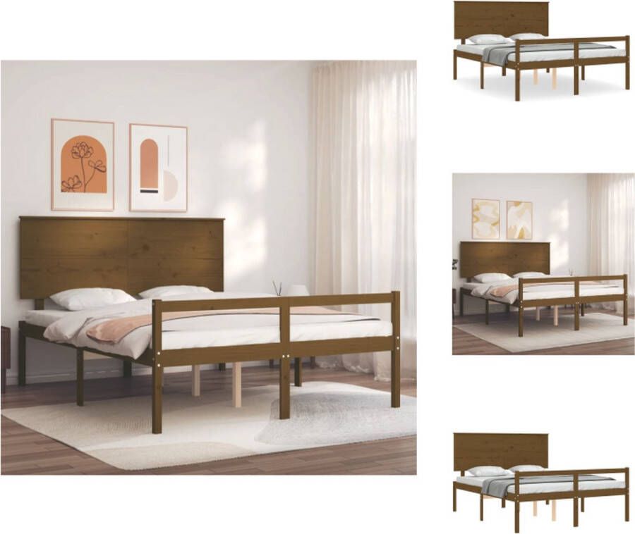 VidaXL Bed Grenenhout Honingbruin 205.5 x 155.5 x 82.5 cm 150 x 200 cm Multiplex lattenbodem Bed