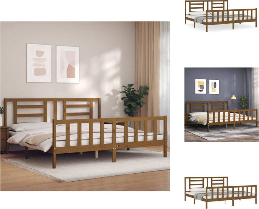 VidaXL Bed Grenenhout Honingbruin 205.5 x 185.5 x 100 cm 180 x 200 cm (6FT Super King) Multiplex lattenbodem Bed