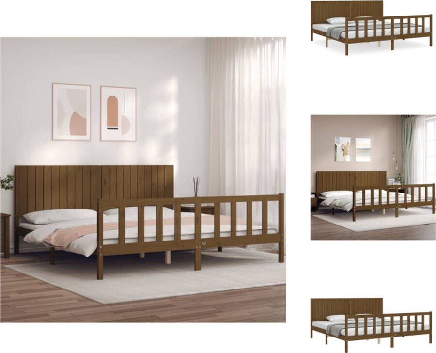 VidaXL Bed Grenenhout Honingbruin 205.5 x 205.5 x 100 cm Multiplex Lattenbodem Bed