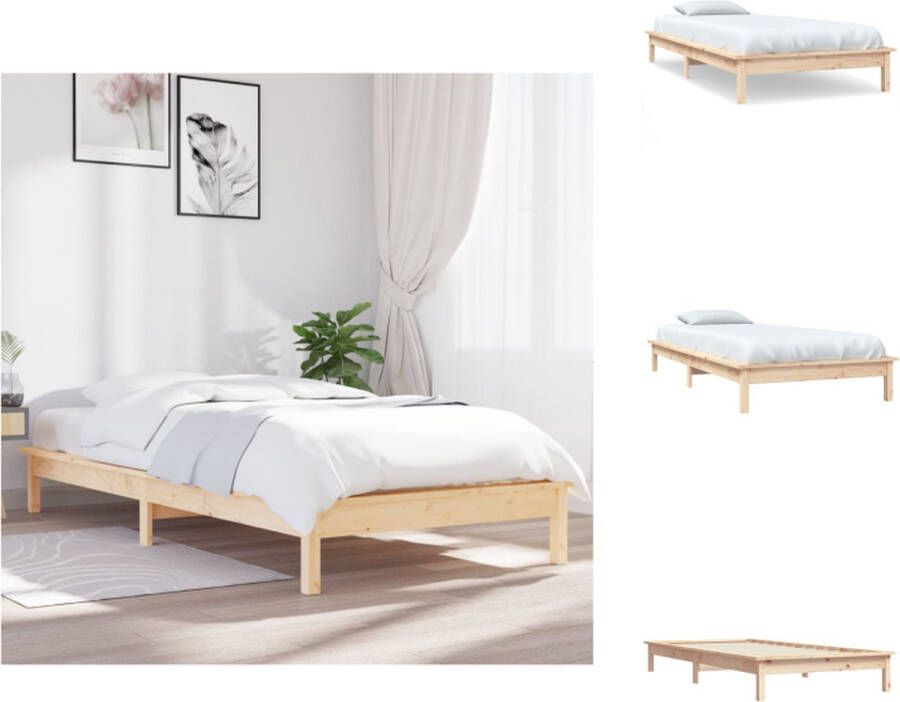 VidaXL Bed Grenenhout Klassiek houten bedframe Geschikt voor matras 75x190 cm Massief grenenhout 202x86.5x26 cm Bed