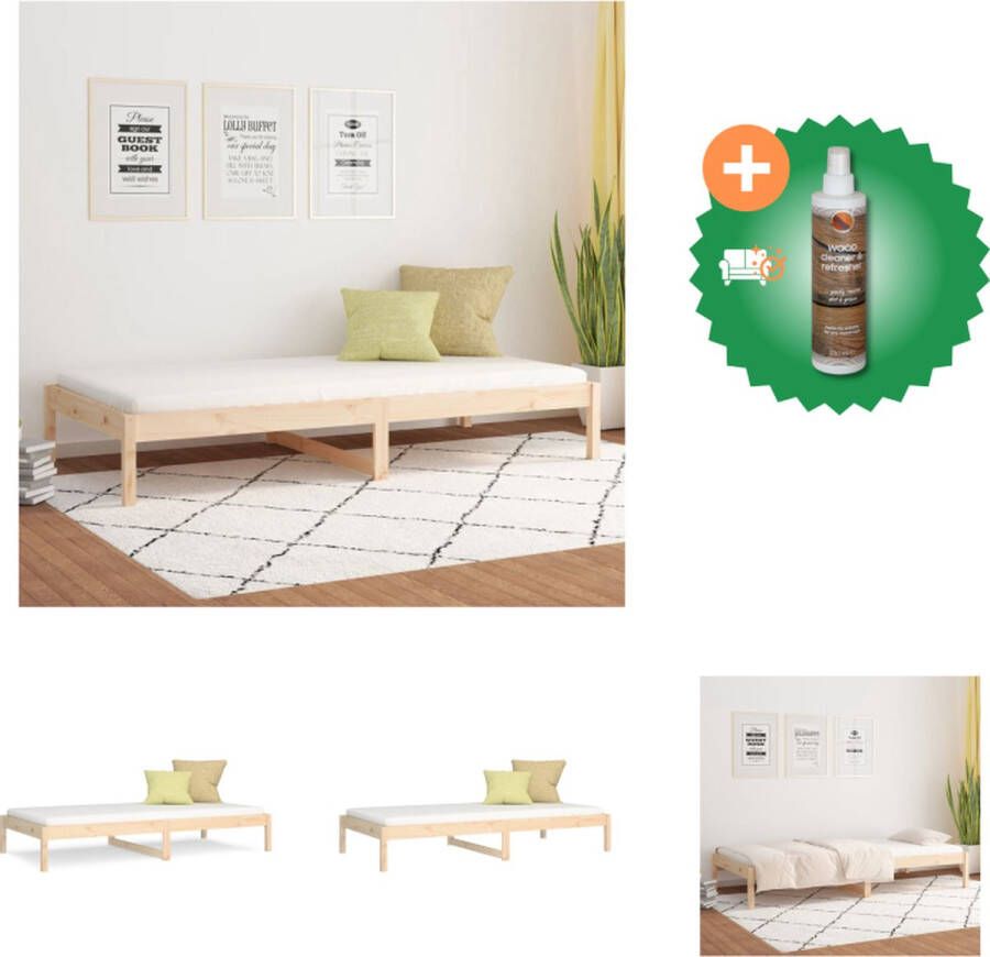 VidaXL Bed Grenenhout Massief Bedframe 80 x 200 cm Opbergruimte Montage vereist Bed Inclusief Houtreiniger en verfrisser