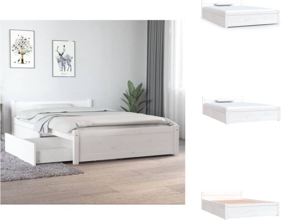 VidaXL Bedframe Bedframes Bed Bedbodem Bedframe met lades wit 120x190 cm - Foto 2