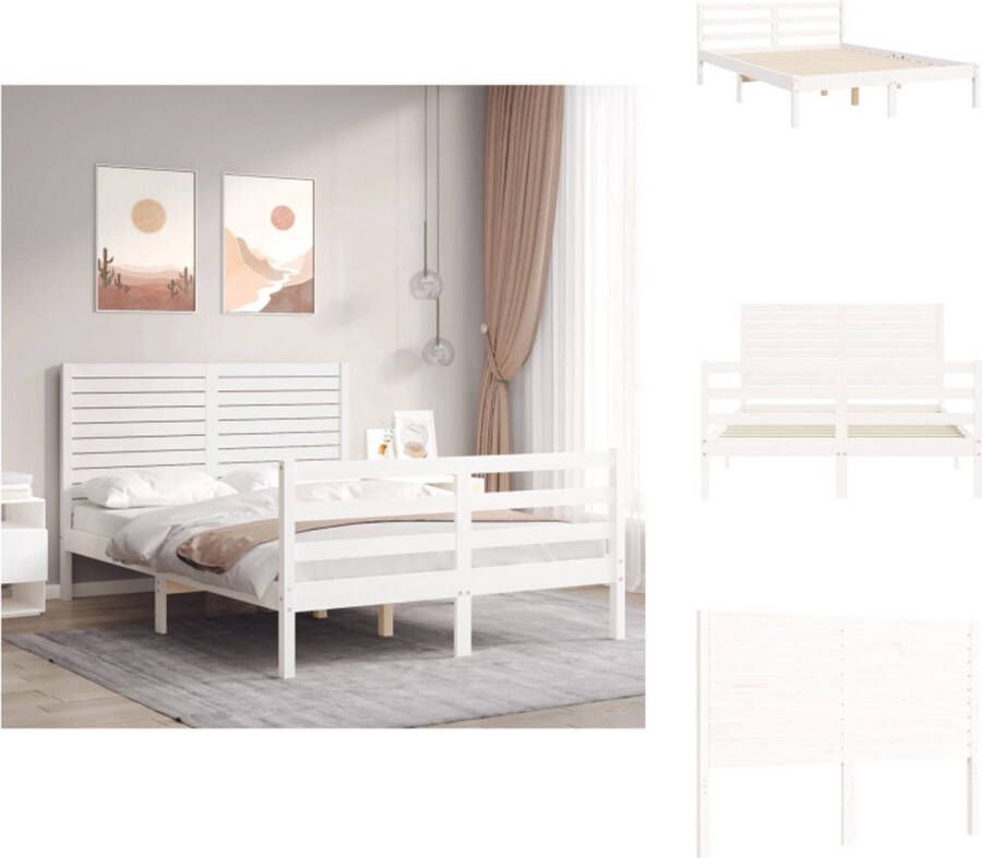 vidaXL Bed Grenenhout Wit 195.5 x 145.5 cm Multiplex Lattenbodem Bed