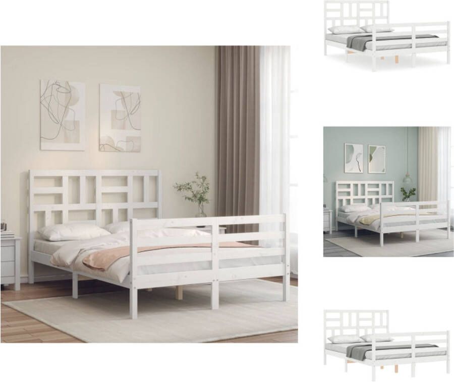 VidaXL Bed Grenenhout Wit 195.5 x 145.5 x 104 cm Multiplex lattenbodem Bed