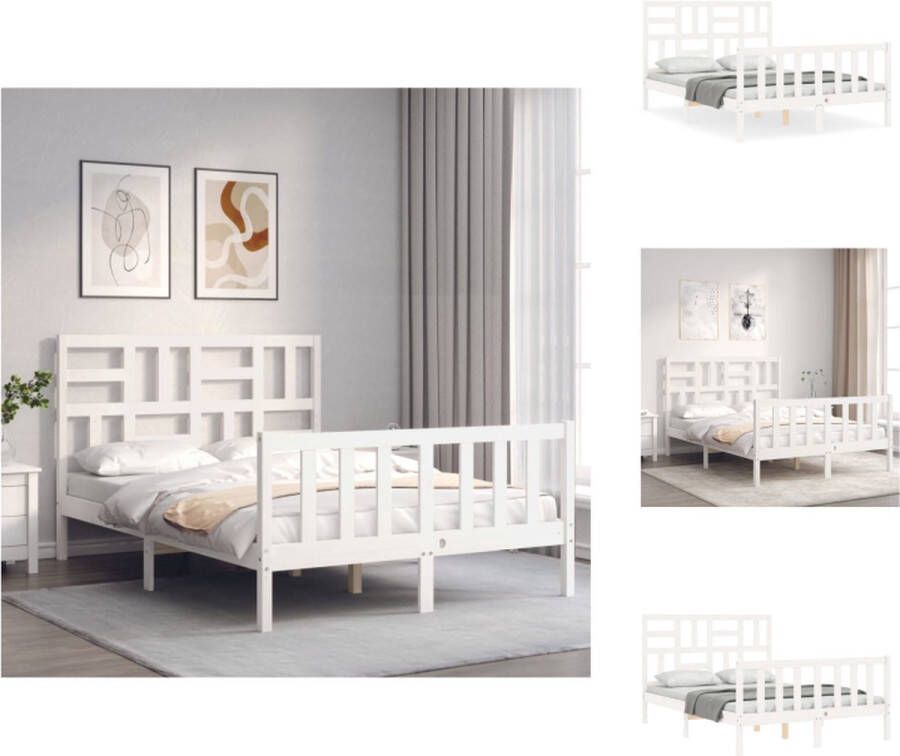 VidaXL Bedframe Bedframes Bed Tweepersoonsbed Bedframe zonder matras massief grenenhout wit 120x200 cm - Foto 2
