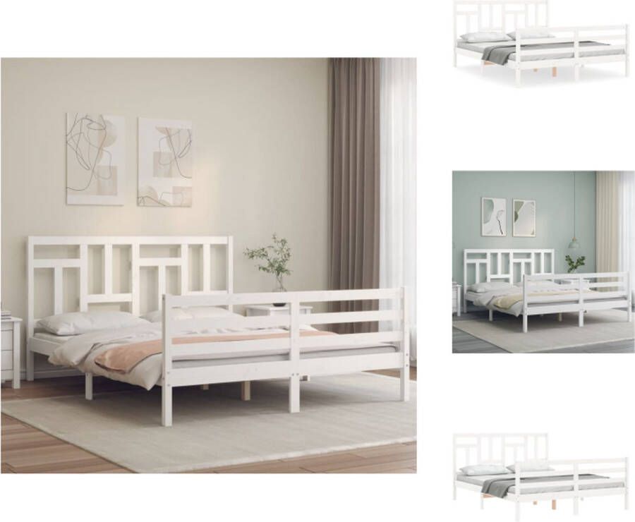 VidaXL Bed Grenenhout Wit 205.5 x 165.5 x 100 cm Multiplex lattenbodem Bed
