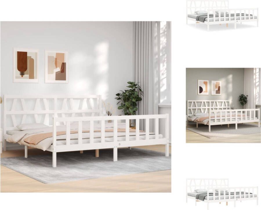 vidaXL Bed Grenenhout Wit 205.5 x 205.5 x 100 cm Multiplex lattenbodem Bed