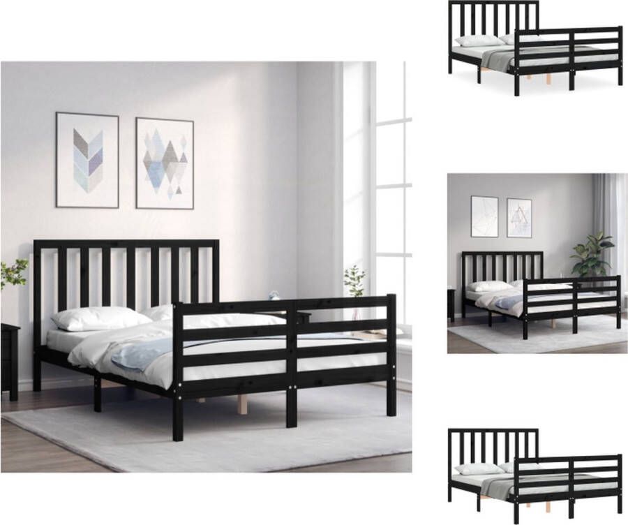 VidaXL Bed Grenenhout Zwart 205.5 x 145.5 x 100 cm Multiplex Lattenbodem Bed