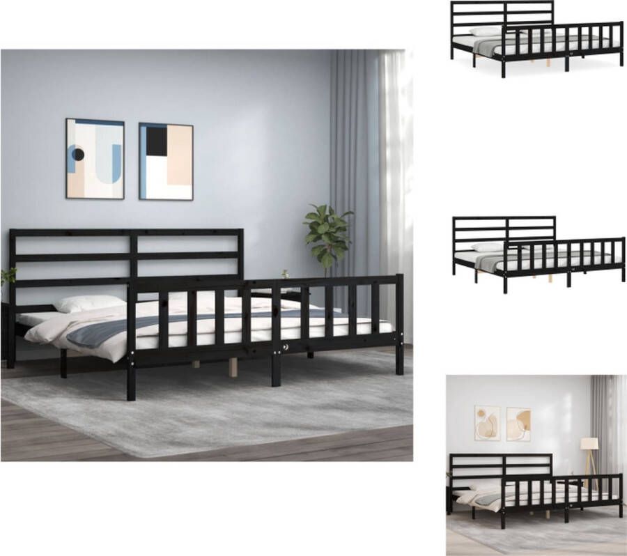 VidaXL Bed Grenenhout Zwart 205.5 x 185.5 x 100 cm Multiplex lattenbodem Bed
