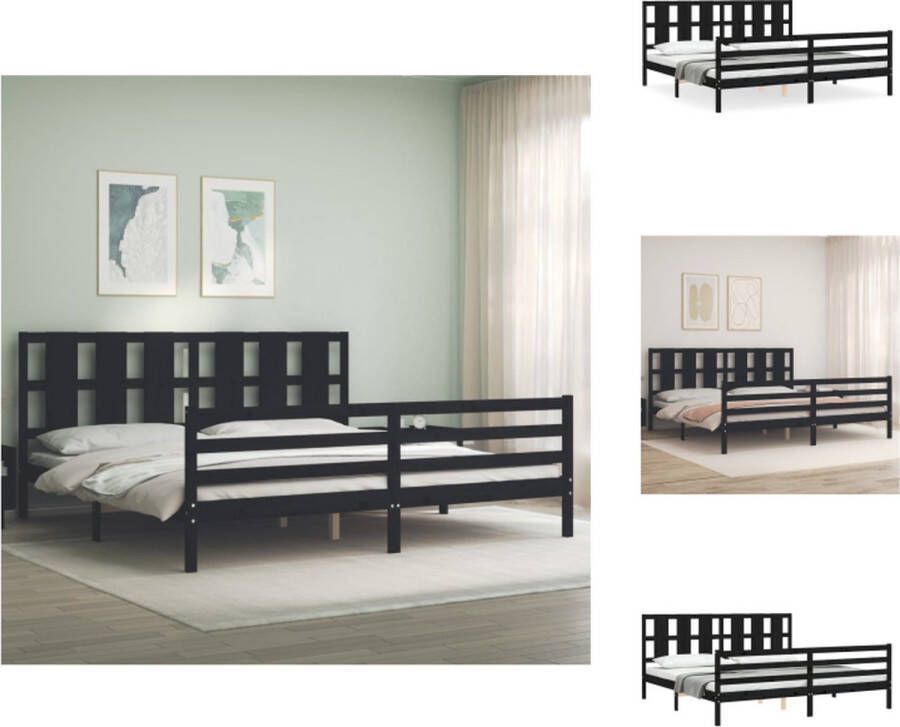 VidaXL Bed Grenenhout Zwart 205.5 x 205.5 x 100 cm Multiplex lattenbodem Functioneel hoofd- en voeteneinde Bed