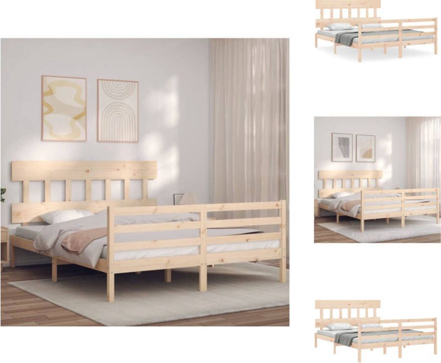 VidaXL Bed Grenenhouten 205.5 x 155.5 x 81 cm Multiplex lattenbodem King Size Onbehandeld Bed