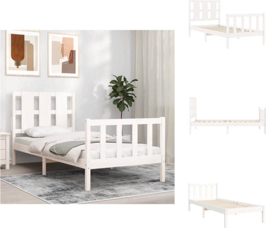 vidaXL Bed Grenenhouten bedframe 195.5x95.5x100 cm wit Bed