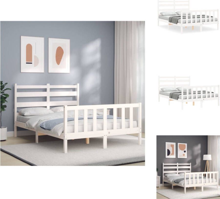 VidaXL Bed Grenenhouten Bedframe 196 x 125.5 x 100 cm Wit Bed