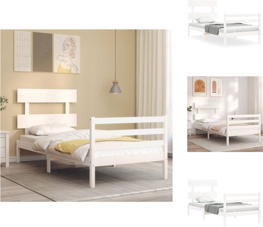 VidaXL Bed Grenenhouten Bedframe 205.5 x 105.5 x 81 cm wit Bed