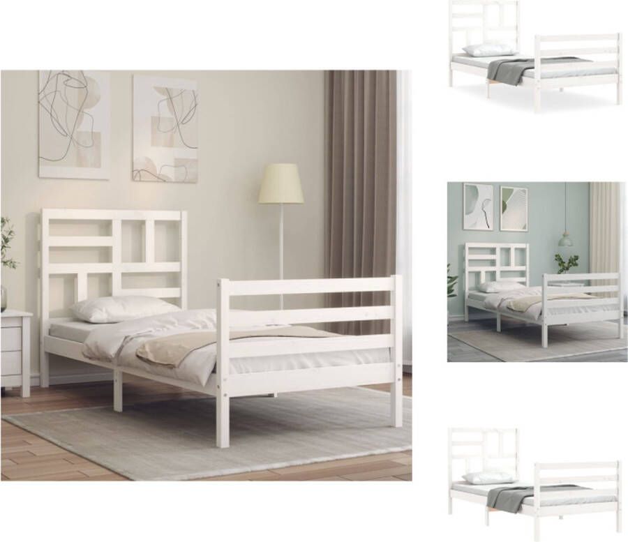 VidaXL Bed Grenenhouten Wit 205.5 x 105.5 x 104 cm Multiplex lattenbodem Bed