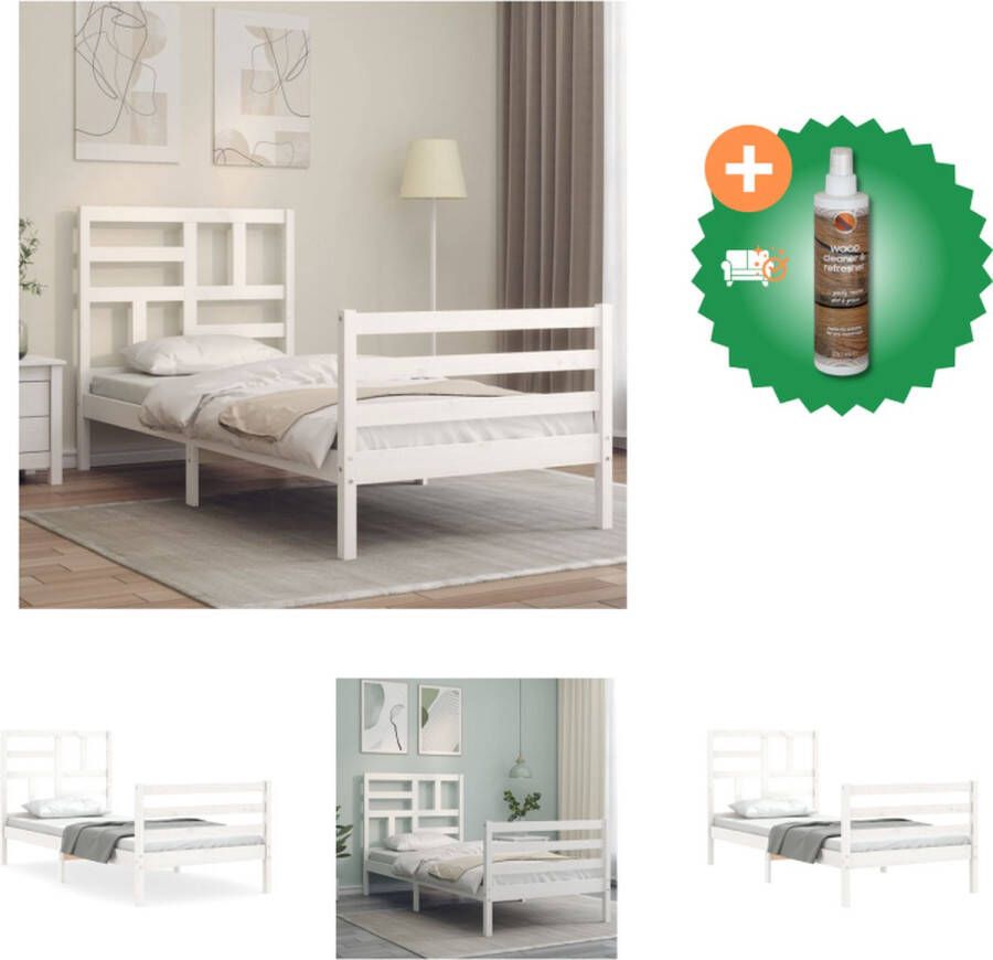 VidaXL Bed Grenenhouten Wit 205.5 x 105.5 x 104 cm Multiplex lattenbodem Bed Inclusief Houtreiniger en verfrisser