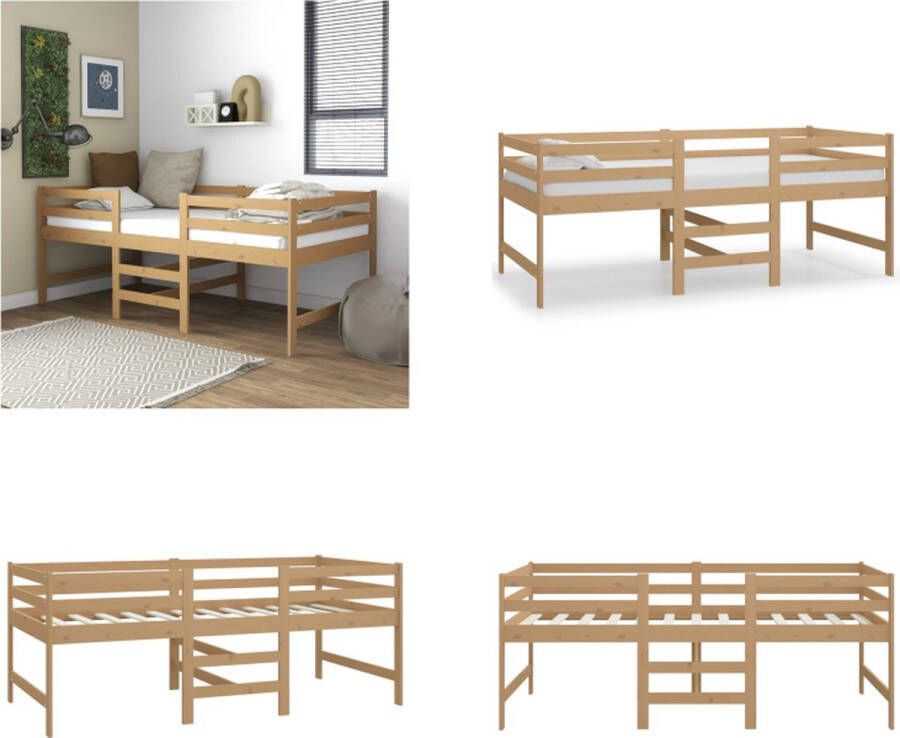 VidaXL Bed halfhoog massief grenenhout honingbruin 90x200 cm Bedframe Bedframes Halfhoog Bed Houten Bed