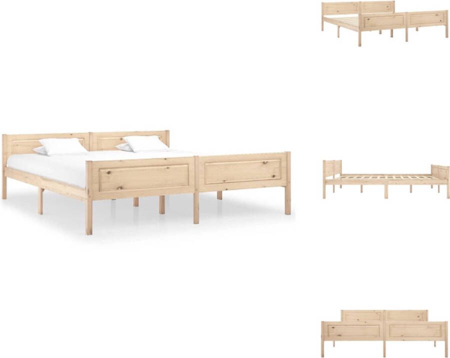 VidaXL Bed Houten bedframe 206 x 186 x 63 cm Massief grenenhout en multiplex Matras niet inbegrepen Bed - Foto 1