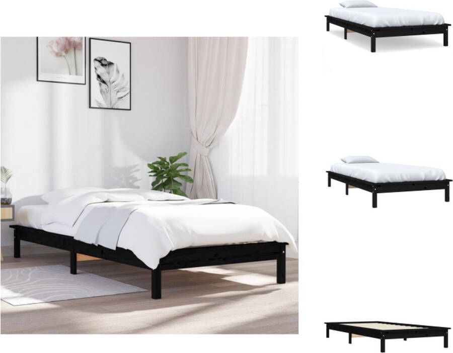 VidaXL Bed Klassiek houten bedframe 212 x 101.5 x 26 cm Zwart Geschikt voor 90 x 200 cm matras (excl matras) Bed