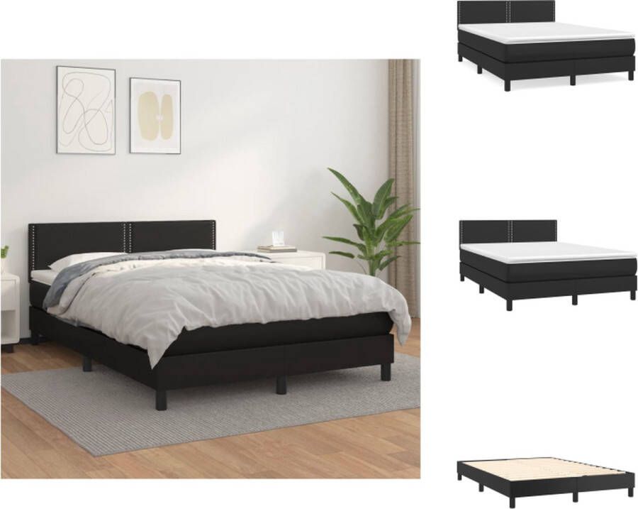 VidaXL Boxspringbed Kunstleer 203 x 144 x 78 88 verstelbaar hoofdbord pocketvering matras middelharde ondersteuning huidvriendelijke topmatras Bed - Foto 2