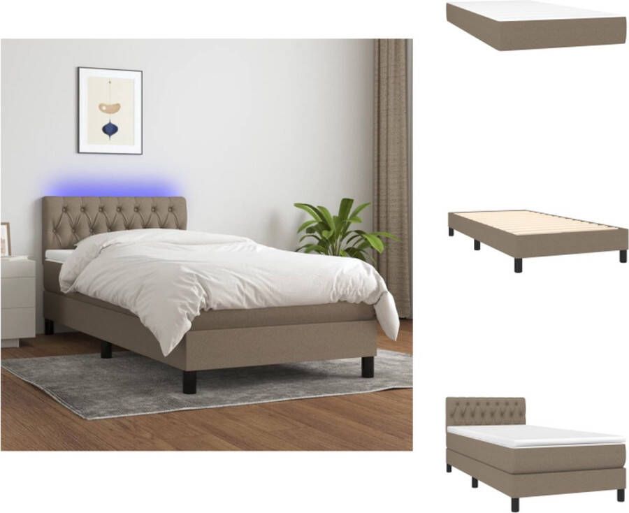 VidaXL Bed LED Boxspring 203 x 100 cm Taupe Bed - Foto 1