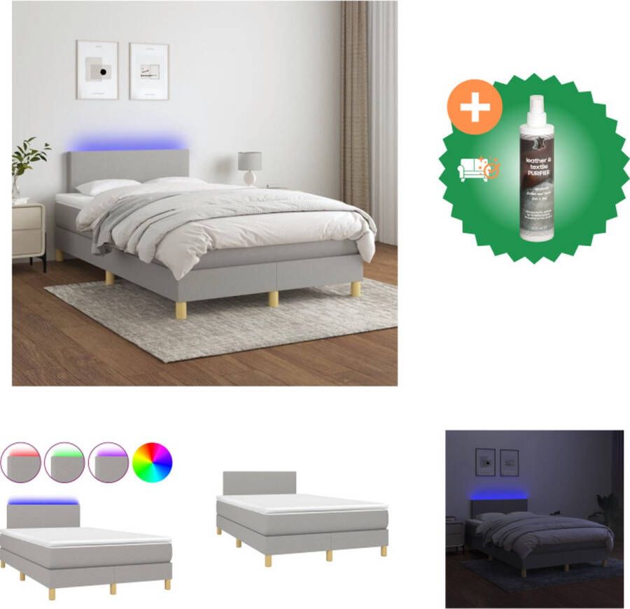 vidaXL Bed LED Verlichting Pocketvering Matras Huidvriendelijk Topmatras Bed Inclusief Reiniger