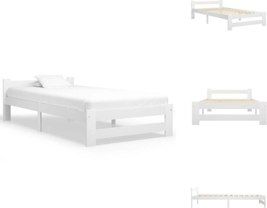 VidaXL Bedframe Bed Frame Bed Frames Bedframe massief grenenhout wit 100x200 cm