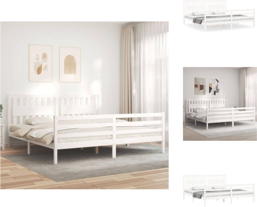 VidaXL Bed Massief grenen bedframe 205.5 x 205.5 x 100 cm Wit Bed