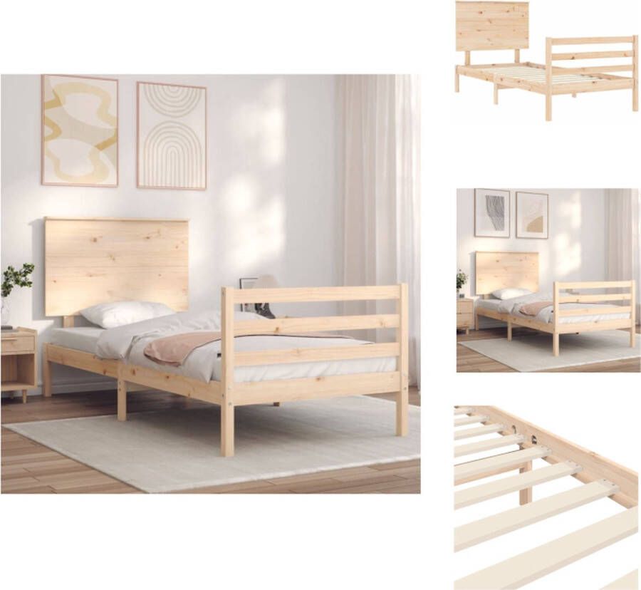 VidaXL Bed Massief grenenhout 205.5 x 105.5 x 82.5 cm Multiplex lattenbodem Bed