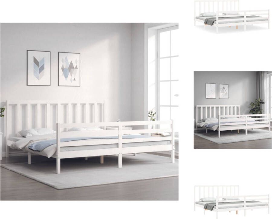 VidaXL Bed Massief grenenhout 205.5 x 205.5 x 100 cm Multiplex lattenbodem Wit Bed