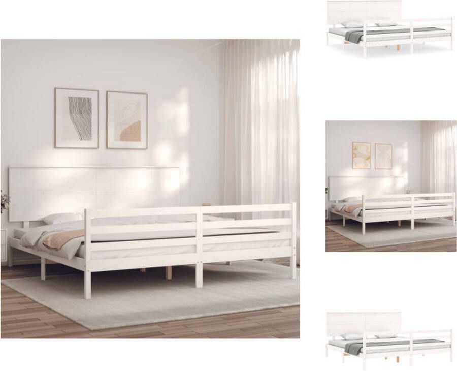 vidaXL Bed Massief Grenenhout Bedframe 205.5 x 205.5 cm Wit Bed