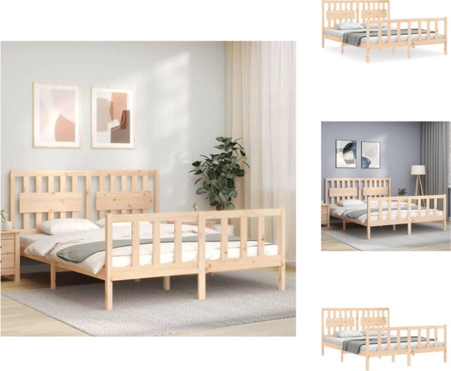 VidaXL Bed Massief Grenenhout Functioneel hoofd- voeteneinde Multiplex lattenbodem 205.5 x 155.5 x 100 cm (L x B x H) 150 x 200 cm (B x L) Montage vereist Bed - Foto 3