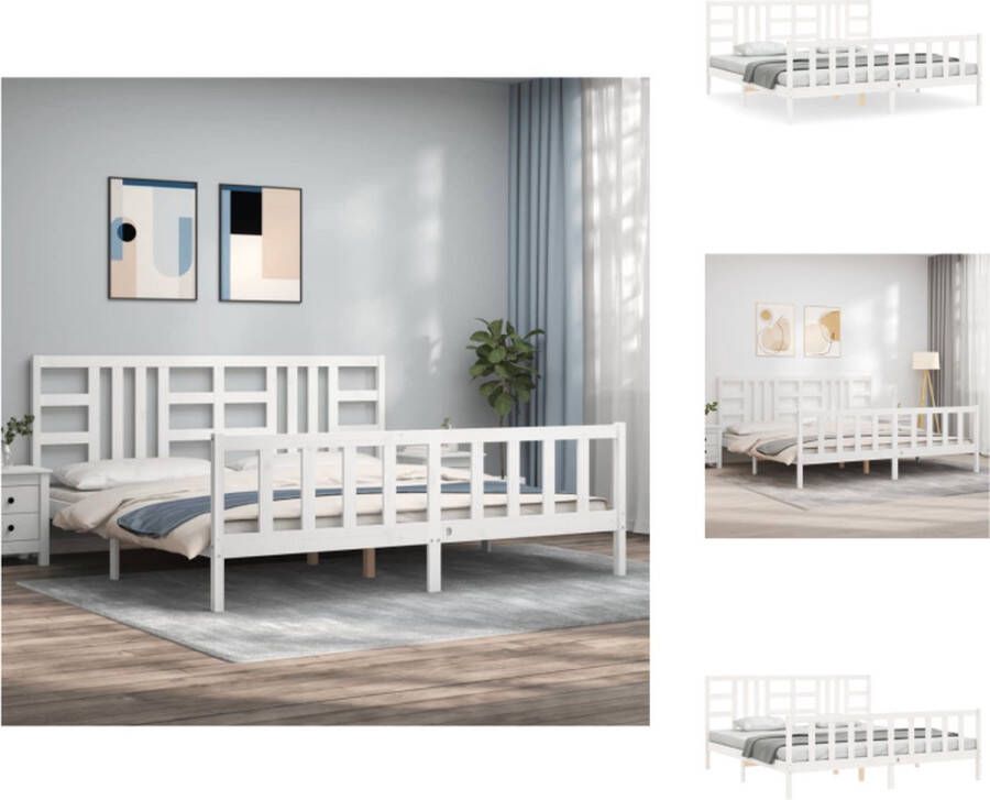 VidaXL Bed Massief Grenenhout Wit 205.5 x 205.5 x 100 cm Multiplex Lattenbodem Bed - Foto 1