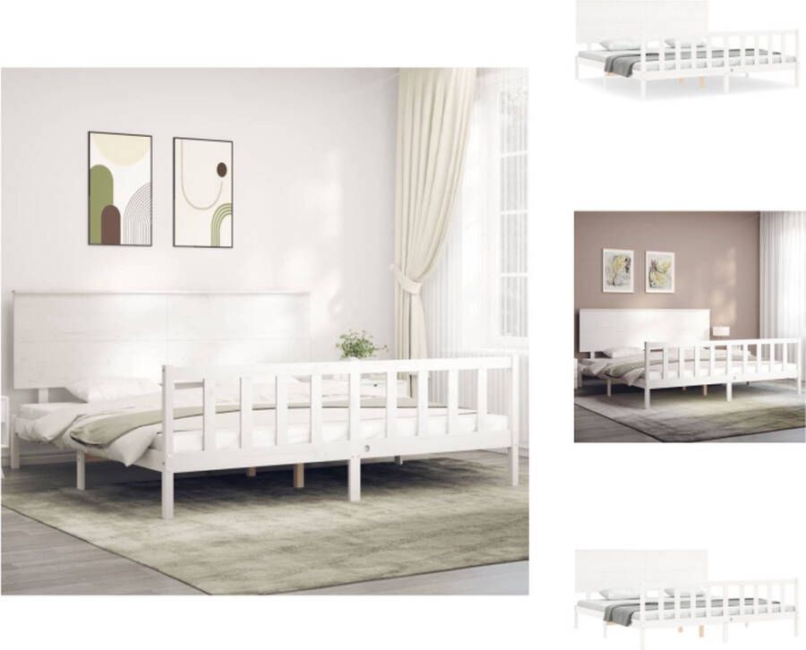 VidaXL Bed Massief Grenenhout Wit 205.5 x 205.5 x 82.5 cm Multiplex Lattenbodem Bed