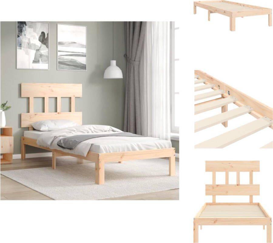 vidaXL Bed Massief grenenhouten bedframe 193.5 x 78.5 x 81 cm Rustieke uitstraling Bed
