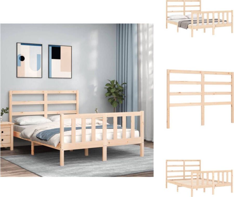 VidaXL Bed Massief grenenhouten bedframe 205.5 x 145.5 x 100 cm Multiplex lattenbodem Bed
