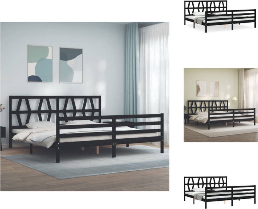 VidaXL Bed Massief Grenenhouten Bedframe 205.5 x 205.5 x 100 cm Zwart Bed - Foto 1