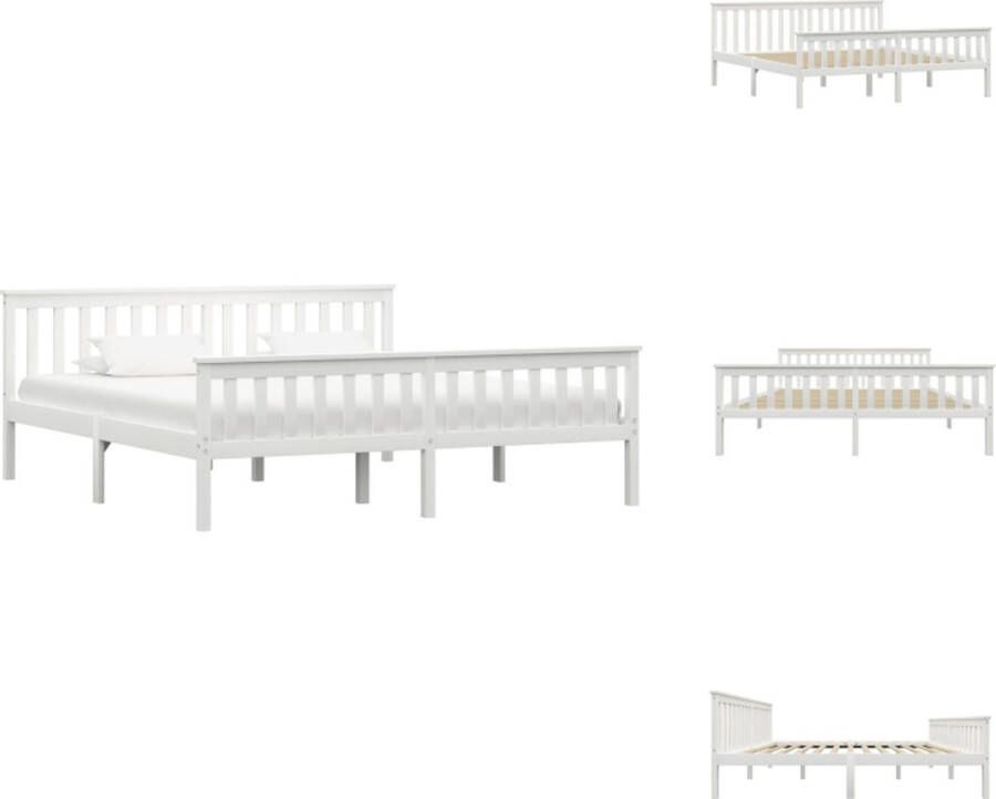 VidaXL Massief Grenenhouten Bedframe Classic Bedframes Afmeting- 204 x 187 x 55 cm Kleur- Wit Bed - Foto 2
