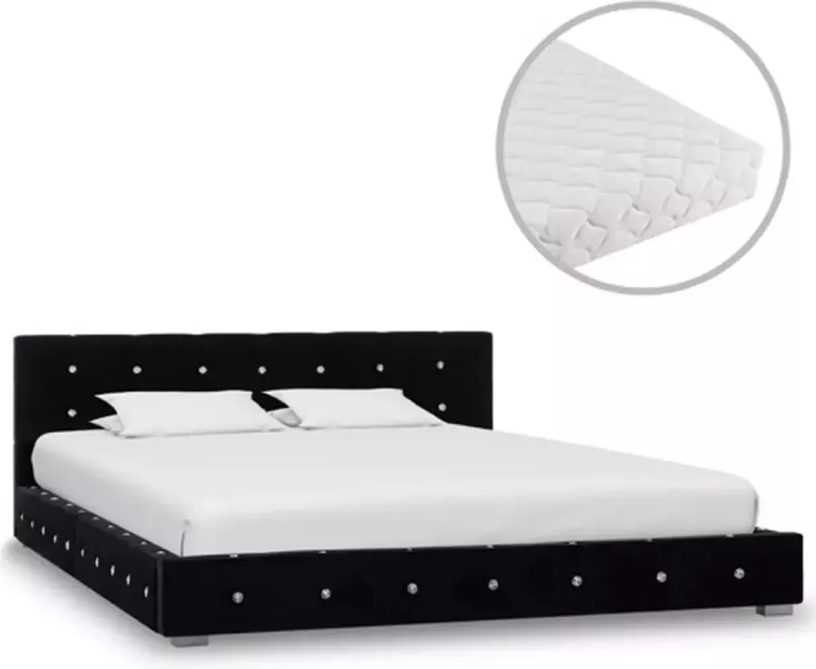 VidaXL Bed met matras fluweel zwart 140x200 cm - Foto 2