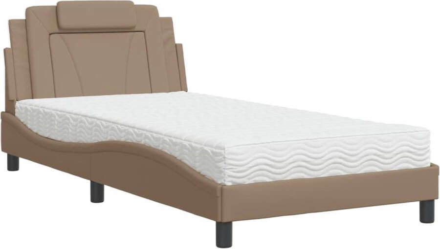 VidaXL Bedframe zonder matras Zadar kunstleer cappuccinokleurig 100x200 cm - Foto 5