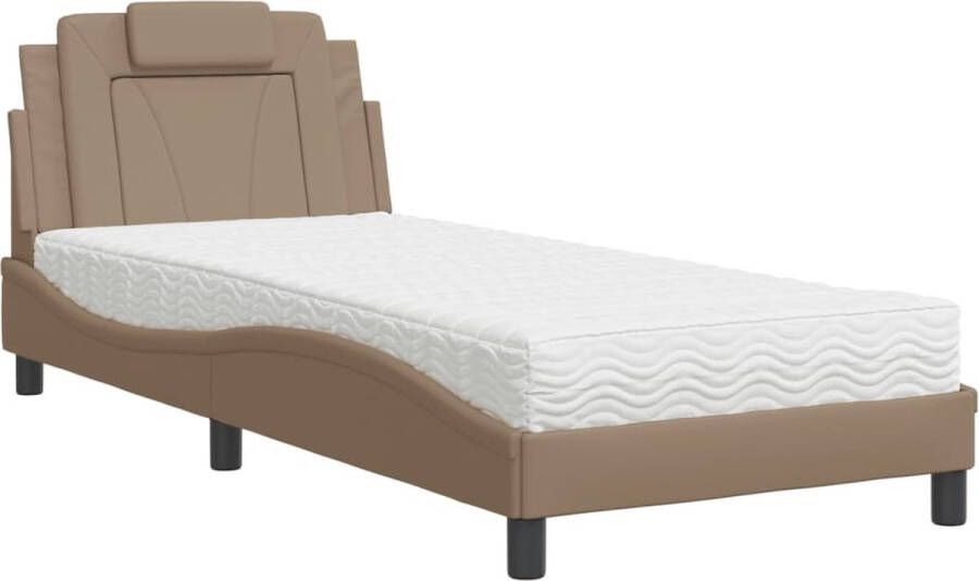 VidaXL Bedframe zonder matras Zadar kunstleer cappuccinokleurig 90x200 cm - Foto 6