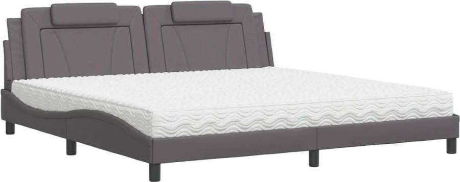 VidaXL Bed met matras Dover kunstleer grijs 200x200 cm - Foto 6