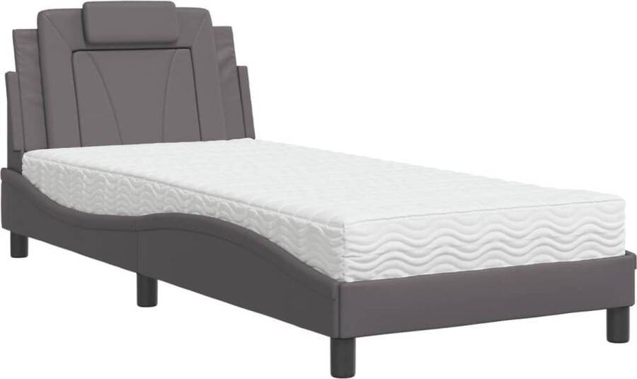 VidaXL Bedframe zonder matras Zadar kunstleer grijs 90x190 cm - Foto 4