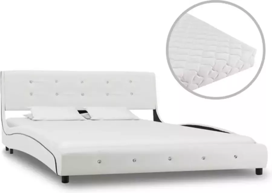 Vida XL Bed met matras kunstleer wit 140x200 cm SKU: V277571 - Foto 5
