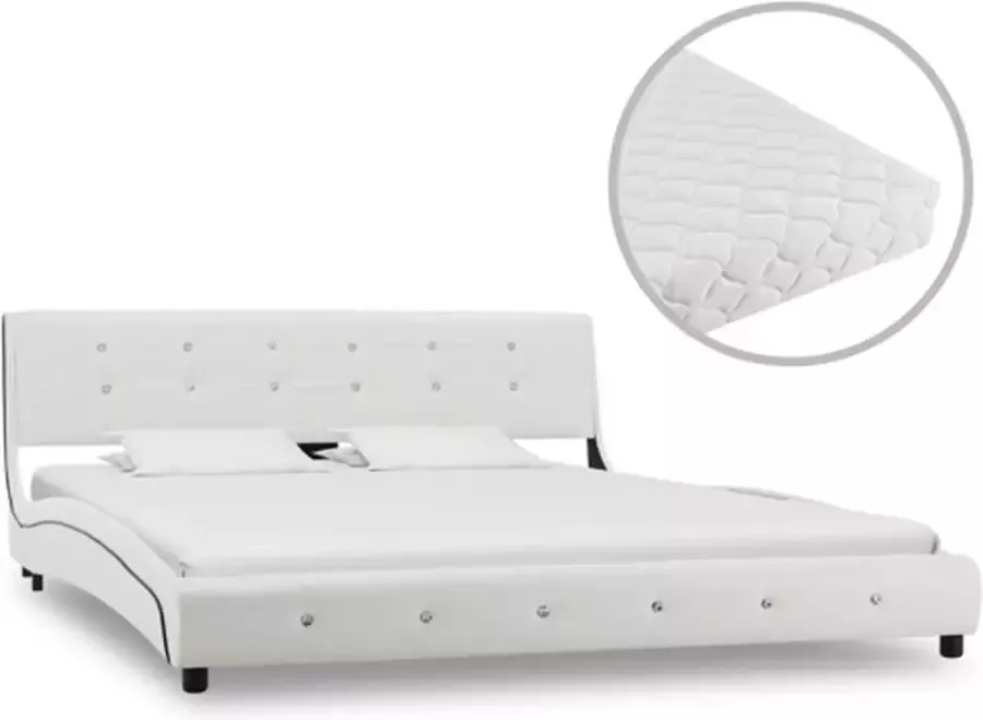 Vida XL Bed met matras kunstleer wit 160x200 cm SKU: V277572 - Foto 3